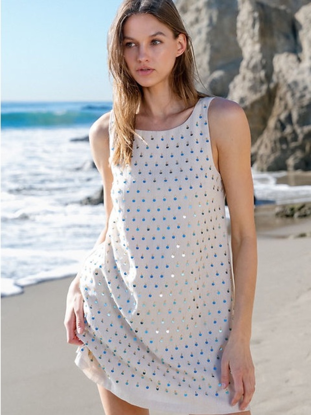 Sleeveless Sequin Mini Shift Dress